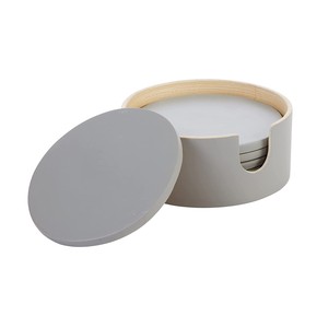 Customise logo & size <b>drink</b> <b>coasters</b> spun coil bamboo <b>coaster</b> with holder set drinkware supplies - Product Image 4