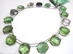 Cuentas de Briolette facetadas con forma de hexágono multicolor de fluorita natural Tamaño 11-12mm Hebra 10 pulgadas de largo JOYA EMINENTE de alta calidad - Product Image 2