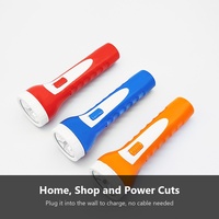 Lampe torche LED rechargeable en plastique FS-8607 avec prise intégrée, lampe de secours domestique, 2 modes, bleu, rouge, orange