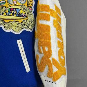 เสื้อแจ็คเก็ตวาร์ซิตี้ผ้าวูลแบบสั่งทำสำหรับผู้ชาย คอตั้ง แขนหนัง ลายการ์ตูน สไตล์ลำลอง ไซส์ XL เสื้อคลุมฤดูหนาว - Product Image 3