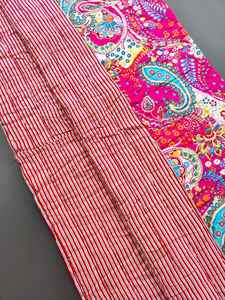 Couverture en coton chaude d'hiver, faite à la main, motif floral paisley rose, Razai - Product Image 6