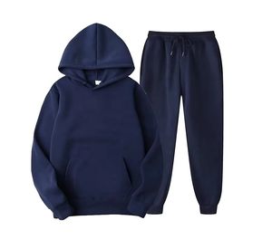 Custom Men's 100% Cotton Streetwear Sweatsuit Set 2-Piece <b>Oversized</b> Hoodie <b>Jogger</b> Tracksuit Drop Shoulder Baggy Breathable Solid - Product Image 5