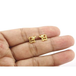 14k Solid Gold <b>Elephant</b> Minimal Stud <b>Earrings</b> Trendy Vintage Religious Geometric Zircon Pearl Diamond Parties Copper Alloy - Product Image 1