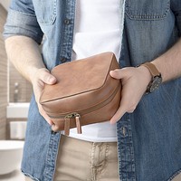 Étui de voyage en cuir véritable Sac de rangement EVA Étui de voyage pour l'électronique Téléphone portable Accessoires pour ordinateur portable Étui en cuir