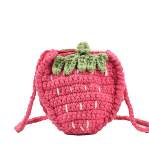Crochet Cotton Strawberry Shape Hand-knitted Fashion Single Handle Coin <b>Purse</b> for Children Cute Christmas & Birthday Gift - Product Image 5