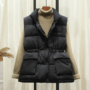 Chaqueta de abrigo ajustada en la cintura negra para mujer 2024, versión coreana, chaleco de algodón estampado técnico para Otoño/Invierno, nuevo estilo - Product Image 4