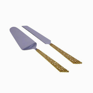 Vaisselle à poignée en laiton doré martelé Set de couverts à salade en acier inoxydable Poignée faite à la main - Product Image 6