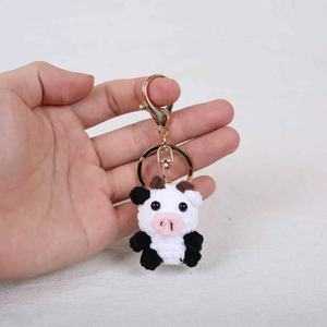 Wholesale Simple Woven Cartoon <b>Plush</b> Zinc Alloy Animal Yarn Crochet Rabbit <b>Cat</b> Pig Chinese Zodiac Sign Letterpress Printed - Product Image 4