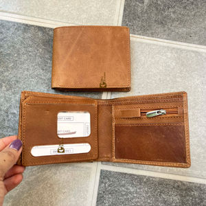 Portefeuille en cuir véritable marron pour hommes Offre Spéciale avec longue fermeture éclair et porte-monnaie à bracelet RFID cadeau pour lui - Product Image 1