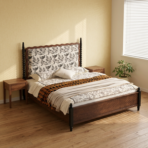 เตียงไม้แอชเนื้อแข็งสไตล์นอร์ดิกหรูหราเบาๆ เฟอร์นิเจอร์ห้องนอน - Product Image 3