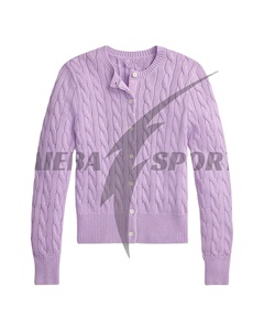 เสื้อสเวตเตอร์แฟชั่นลำลองสำหรับผู้หญิง ฤดูหนาว คุณภาพสูงพิเศษจากผู้ผลิต คอเสื้อปรับแต่งได้ ผลิตจากขนสัตว์ 100% ป้องกันการเกิดขุย ติดกระดุมด้านหน้า - Product Image 1