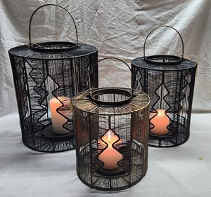 Linternas de Metal Vintage hechas a mano, tarros de velas, candelabros de hierro con acabado dorado duradero para decoración navideña al aire libre, hogar - Product Image 2