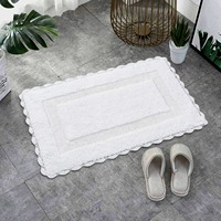 Tapis de bain en crochet en coton blanc 100% pur coton blanc super doux peluche et absorbant touffeté à la main Construction lourde