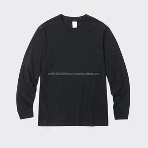 100% algodón impreso 230G camisetas al por mayor camisas Unisex de alta calidad manga larga verano camiseta Casual sólido tela en blanco - Product Image 4