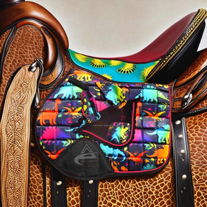 Almohadilla de montura ecuestre para salto con diseño de animales, gorros a juego, estampado personalizado, tela de poliéster y polialgodón - Product Image 3