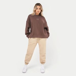 Sudaderas con logotipo personalizado de lana Lisa para mujer y niña, sudadera con hombros caídos, sudadera para mujer, Sudadera con cuello redondo - Product Image 2
