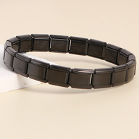 Pulsera Modular de Acero Inoxidable con Eslabones Desmontables de 9mm, Estilo Italiano, para Joyería, Imprimible y Grabable