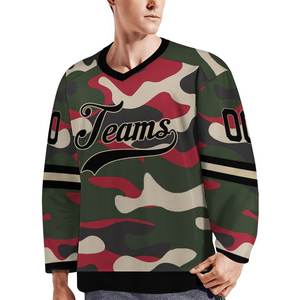 Jersey de Hockey sobre Hielo Personalizado con Patrón de Camuflaje, Uniforme de Equipo Verde Rosa, Camuflaje del Desierto, Nombre y Número Personalizados, Ropa Deportiva Atlética - Product Image 2