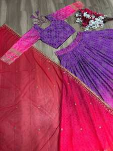 Designer Chent Crep Impression Numérique Broderie Travail Lehenga Choli Dupatta Tenue de Fête Traditionnelle pour Dames pour les Boutiques de Mode - Product Image 5