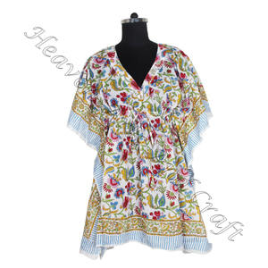 Nouvelle arrivée 2024 indien main bloc imprimé caftan Robe KFCS045 Robe d'été Kimono vacances coupe ample Robe vêtements pour femmes - Product Image 4