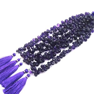 พลอยอเมทิสต์ทรงหยดน้ำตาแบบเหลี่ยมเพชรพลอยประดับอัญมณีบริโอเลตต์อเมทิสต์ธรรมชาติลูกปัดอเมทิสต์ขนาด6x10-9x13มม. 8นิ้ว - Product Image 2