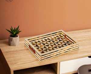 Bandeja de incrustaciones de hueso natural artesanal, vajilla decorativa de lujo para hogares modernos, espacios de comedor y colecciones de regalos - Product Image 3
