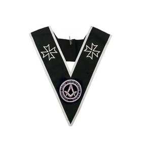 Collier Maçonnique Français Grand Maître des Banquets 30e Degré, Noir Moiré avec Bordures Blanches, Couleur Unie, Brodé, Durable, Régalia - Product Image 5