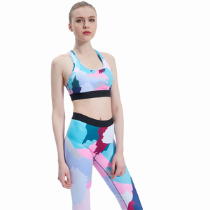 Women's 2 Piece Yoga Set High Waist <b>Leggings</b> and Racerback Crop Top Sublimation Print Breathable Activewear Full Length Seamless - Product Image 4
