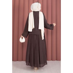 Conjunto de Falda de Gasa con Volantes Asimétricos Color Café para Mujer, Conjunto Formal de 2 Piezas con Shorts para Dama, Tallas XS-XL, Primavera/Verano - Product Image 6