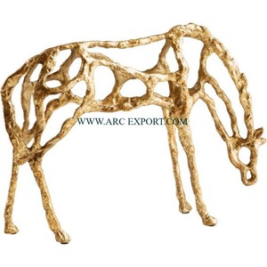 Aluminium Plaqué Or Look Elégant Cheval Designer Sculpture Maison Et Hôtel Console Table Décoration Accents Objet et Statue - Product Image 1