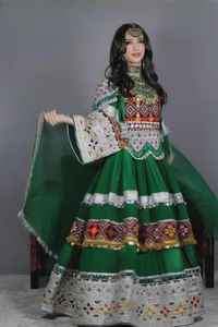 Haute qualité moderne femmes afghan dentelle fleurs genou longueur robe trapèze pour mariage fête 100% Polyester expédition rapide 2025 - Product Image 4