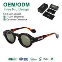 Lunettes de soleil polarisées rondes en acétate vintage européennes et américaines Mellume avec logo personnalisé, ODM OEM, UV400, anti-reflets, unisexes