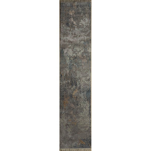 Entropy <b>Grey</b> & Black Hand Knotted Wool & Silk Carpet Floral Abstract Pattern Anti-Slip Washable for Teens Use Home Floor-SKWS-56 - Product Image 1