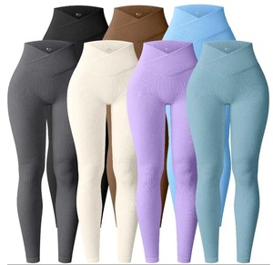 OQQ Hot Selling Elastic Waist Fitness Pants Breathable <b>Knitted</b> Workout <b>Leggings</b> for Women Casual Style for Spring Exercise - Product Image 1