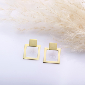 Diseño cuadrado geométrico al por mayor pendientes de tuerca de plata Lisa turco al por mayor joyería de plata de ley 925 - Product Image 3