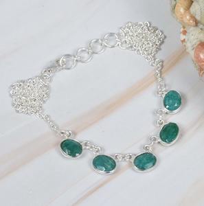 นิลสีเขียว 925 เงินสเตอร์ลิงอัญมณีสร้อยคอ W/o Handmade เครื่องประดับสร้อยคอรูปไข่ของขวัญสําหรับเธอ - Product Image 4