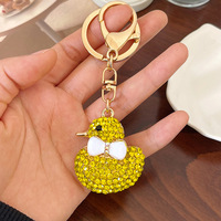 Pas cher Bling canard porte-clés mignon canard strass cristal sac à main charme jaune mignon canard étincelle Bling cristal porte-clés