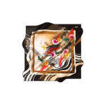 Black Silk Floral Square Scarf-Custom Design Polyester Cotton - Product Image 3