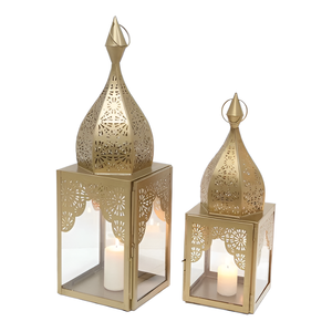 AZOV Handmade <b>Large</b> Decorative Metal Gold Candle <b>Lanterns</b> for Ramadan and Weddings - Product Image 1