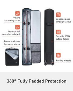 Custom <b>Travel</b> Rolling Double Ski & Snowboard <b>Bag</b> <b>with</b> <b>Wheels</b> Padded Waterproof Polyester Professional Men's Outdoor Use - Product Image 3