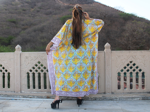 Hand <b>Block</b> <b>Printed</b> Indian Cotton Kaftan For Women Factory Direct Wholesale OEM Clothing Manufacturer Soft Breathable Fabric - Product Image 5