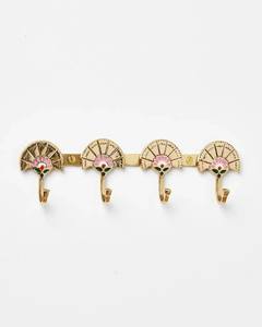 Nouvel arrivage Étagère à miroir ovale dorée avec 6 crochets Crochet mural décoratif moderne Organisateur de rangement d'entrée - Product Image 6