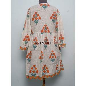 Vestido Formal de Algodón Tejido a Mano 100% Hecho a Mano, Estilo Dulce, Estampado a Mano, Ropa de Verano, Cintura Natural - Product Image 5