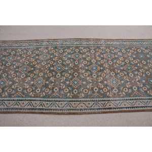 Turkish Rug, 0.3x9.5 ft Runner Rug, <b>Brown</b> Blue <b>Wool</b> Rug - Product Image 3