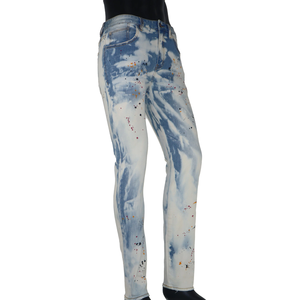 Custom Wholesale High Quality High Street Breathable Winter Streetwear Washed Paint Casual Blue <b>Jeans</b> for Men - Product Image 3