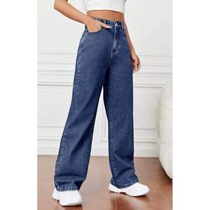 Stylish Fashion <b>Women</b> <b>Stretch</b> Cotton Wide Leg Stone Blue <b>Jeans</b> High Rise Loose Fit Durable Denim Plating Eco-Friendly Modern - Product Image 1