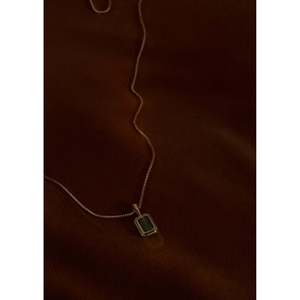 Brooklyn <b>Emerald</b> Cut Green Tourmaline <b>Pendant</b> White Gold Religious Jewelry 14k Gold Plating Bezel Setting Water Drop Pattern - Product Image 4