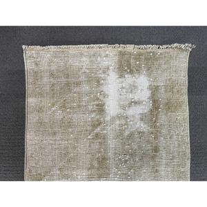 Turkish Vintage Rug 1.7x3.3 ft (51x102 cm), <b>Brown</b> <b>Wool</b> Rug - Product Image 5