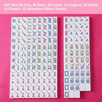 Jeu de Mahjong américain en mélamine, 166 tuiles roses, support de rangement 4-en-1 coloré, poussoirs et sac à accessoires à cordon de serrage