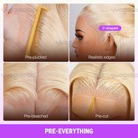 Perruque Lace Frontal Wig naturelle brésilienne, cheveux humains vierges MEGALOOK #613 Honey Blonde Upgrade Pre-ALL 13x6 Three-Go Glueless 10/613